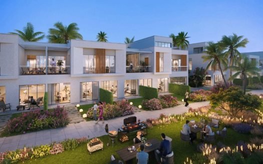 5-bedroom luxury townhouse in DAMAC Riverside, Dubai with waterfront views and modern design.